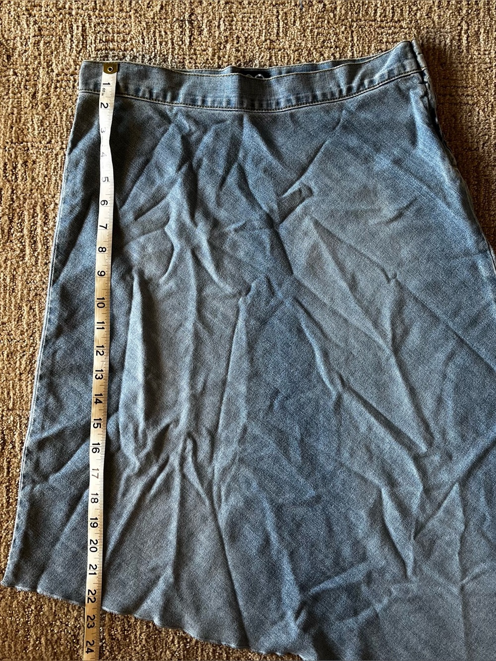 Y2K vintage XOXO Blue Asymmetrical thin denim chambray Skirt - Picture 6 of 8